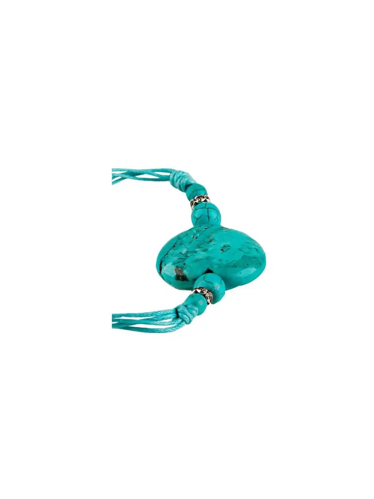 Detalle de pulsera con coraxón de howlita turquesa