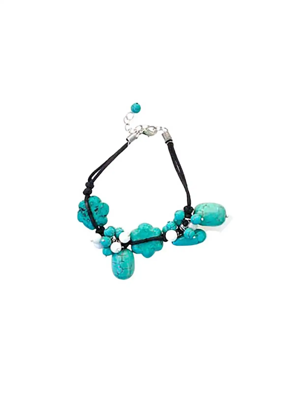 Detalle de pulsera de howlitas color turquesa azul 