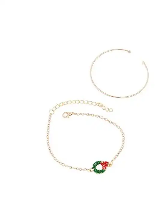 detalle pulsera doble cadenitas de la navidad