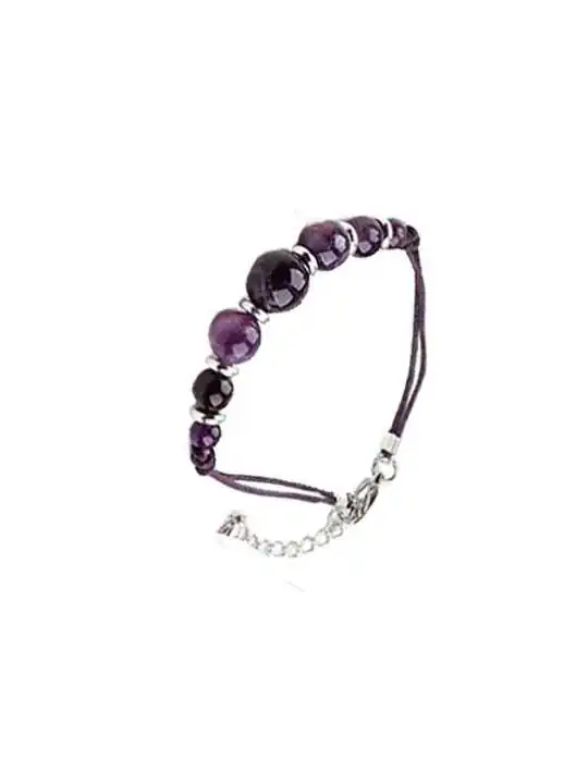 Pulsera lila con cristales amatistas facetados