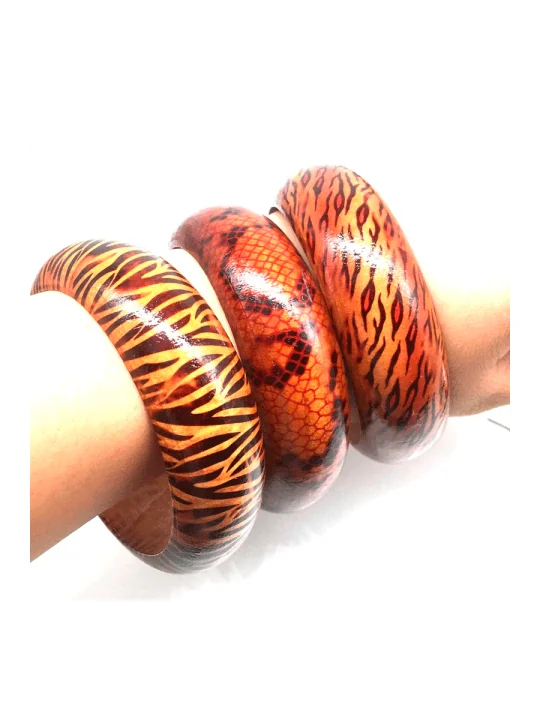 Preciosas pulseras de madera originales étnicas