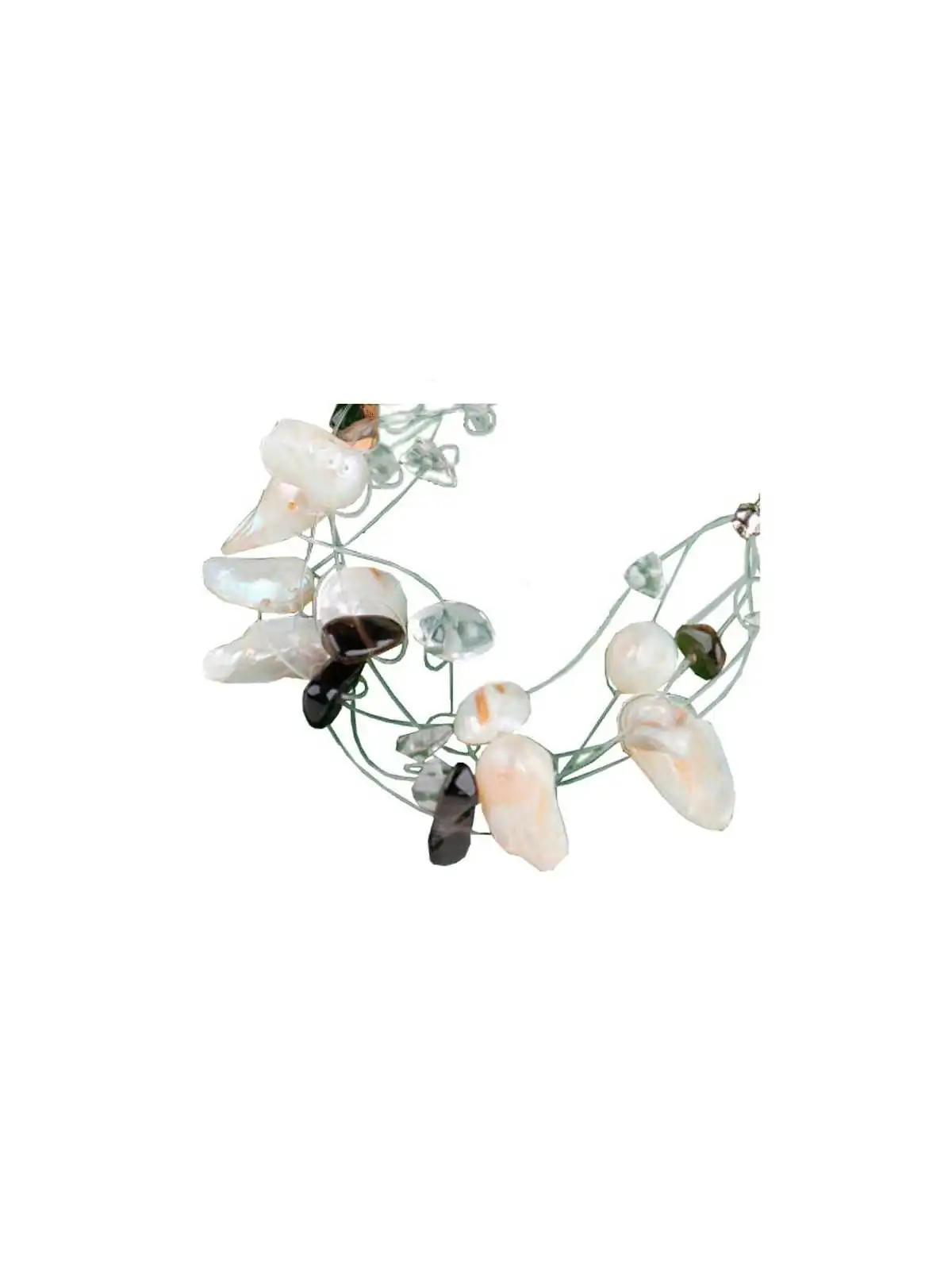 Pulsera muy original con cuarzo rutilado y perlitas 