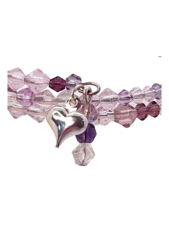 detalle de brazalete sinfin de cristales violetas 