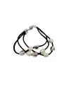 Pulsera multitira de cuero con piedras de rio