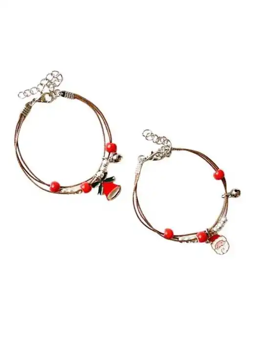 Pulsera multitiras de cuero de la navidad con abalorios
