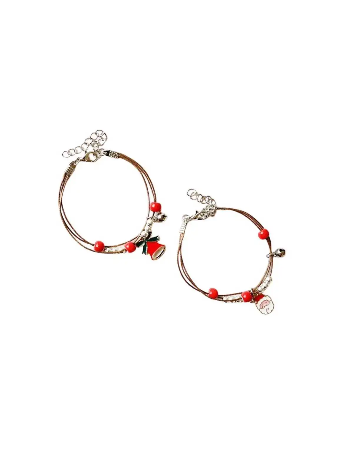 Pulsera multitiras de cuero de la navidad con abalorios
