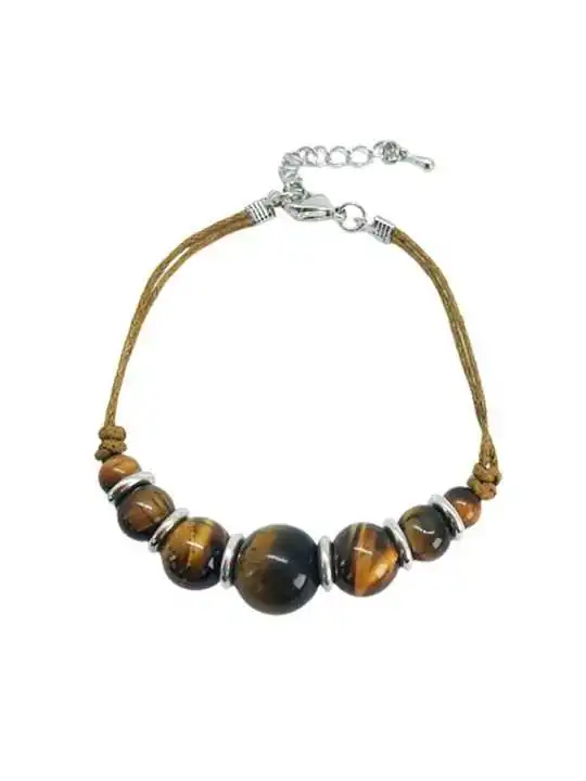 Pulsera preciosa con bolas de ojo de tigre natural 