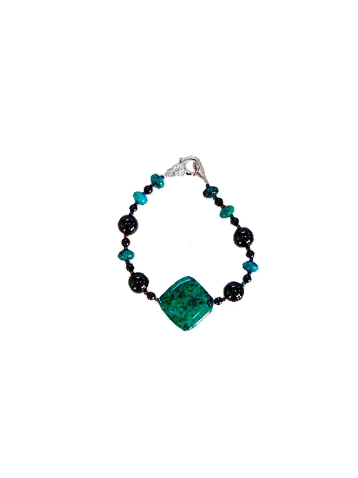 Brazalete de cuarzo negro y piedra fenix