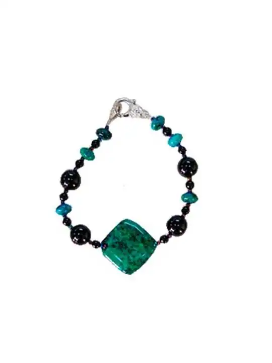 Brazalete piedra fenix y cuarzo negro