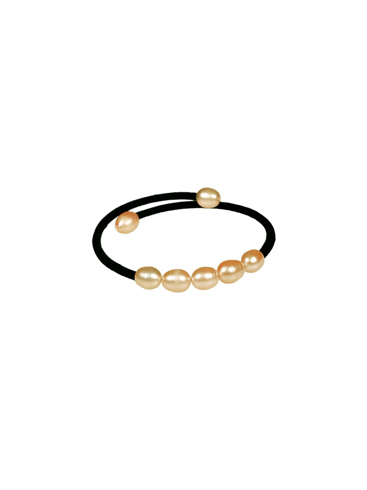 preciosa pulsera rigida con perlas rosas 