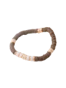 pulsera surf marrón con piezas doradas 