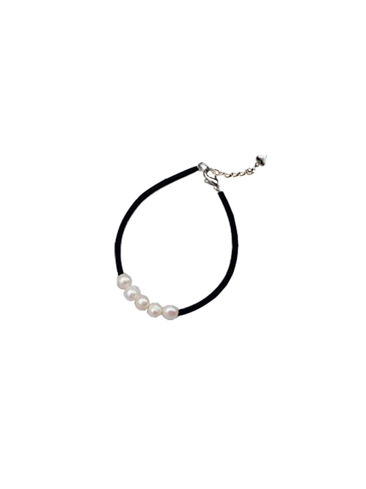 Pulsera de terciopelo con perlas blancas redondas
