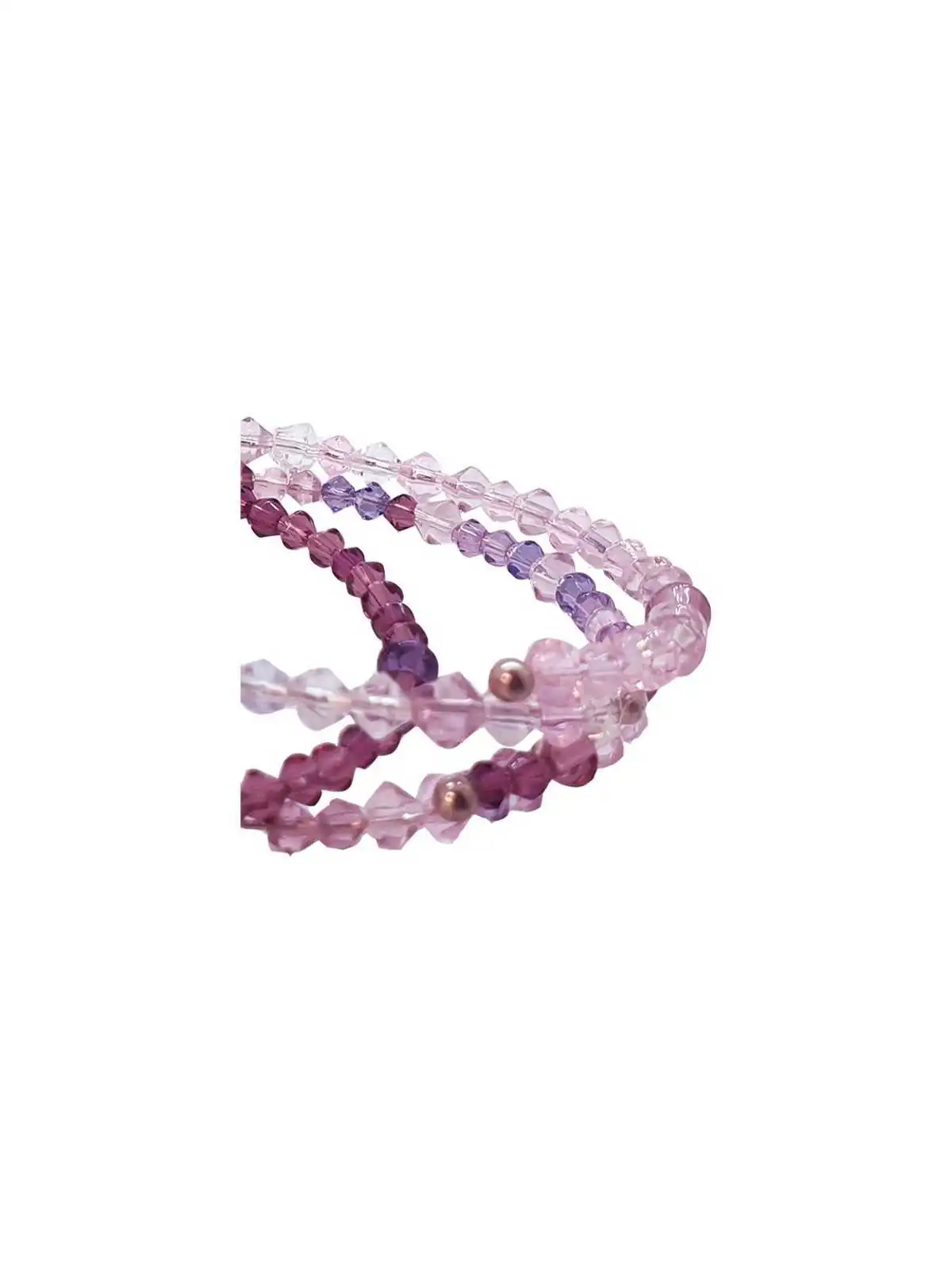 dtalle pulseras memoria con cristales tonos violeta 