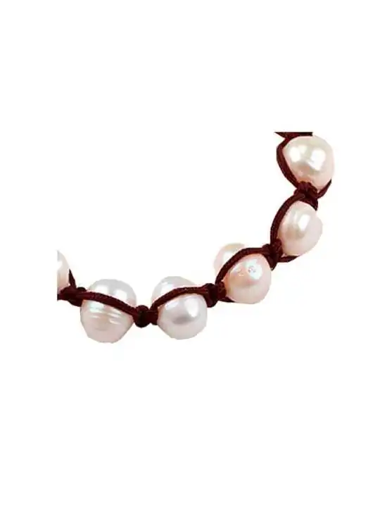 Pulsera Shambala trenzada con perlas de río