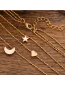 Tres Collares Cadena Luna, Corazón y Estrella