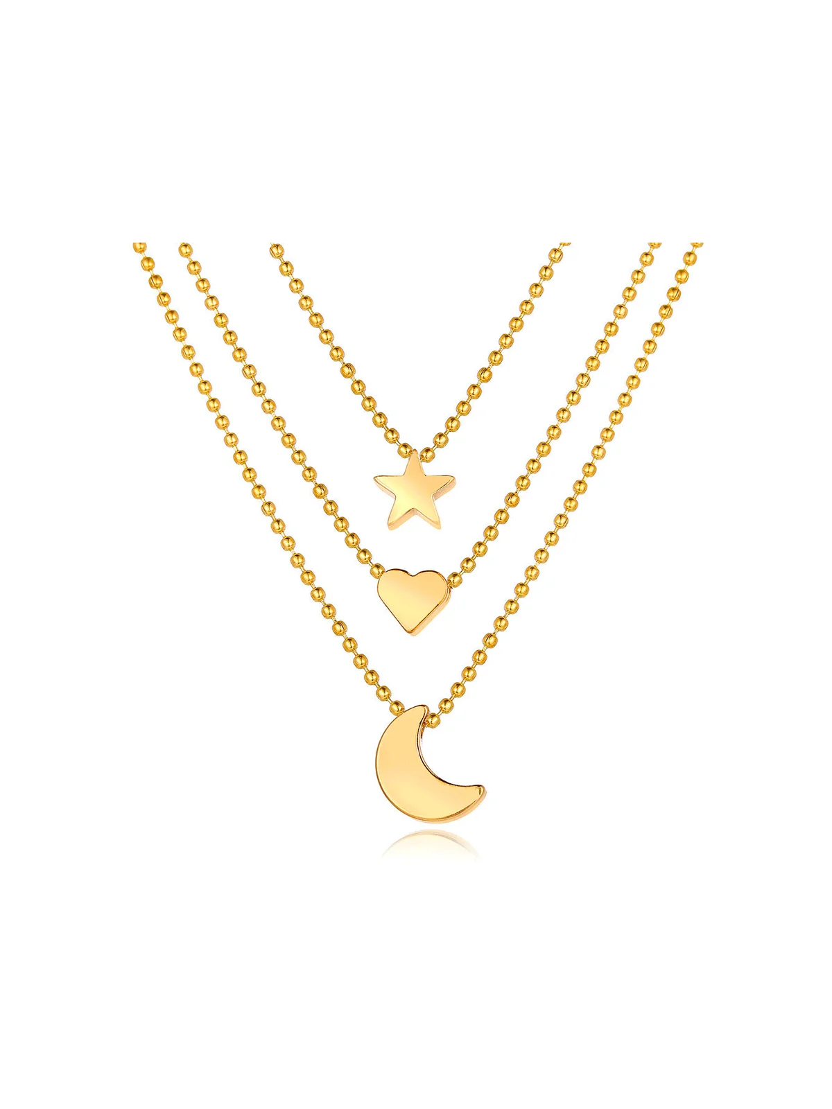 Tres Collares Cadena Luna, Corazón y Estrella