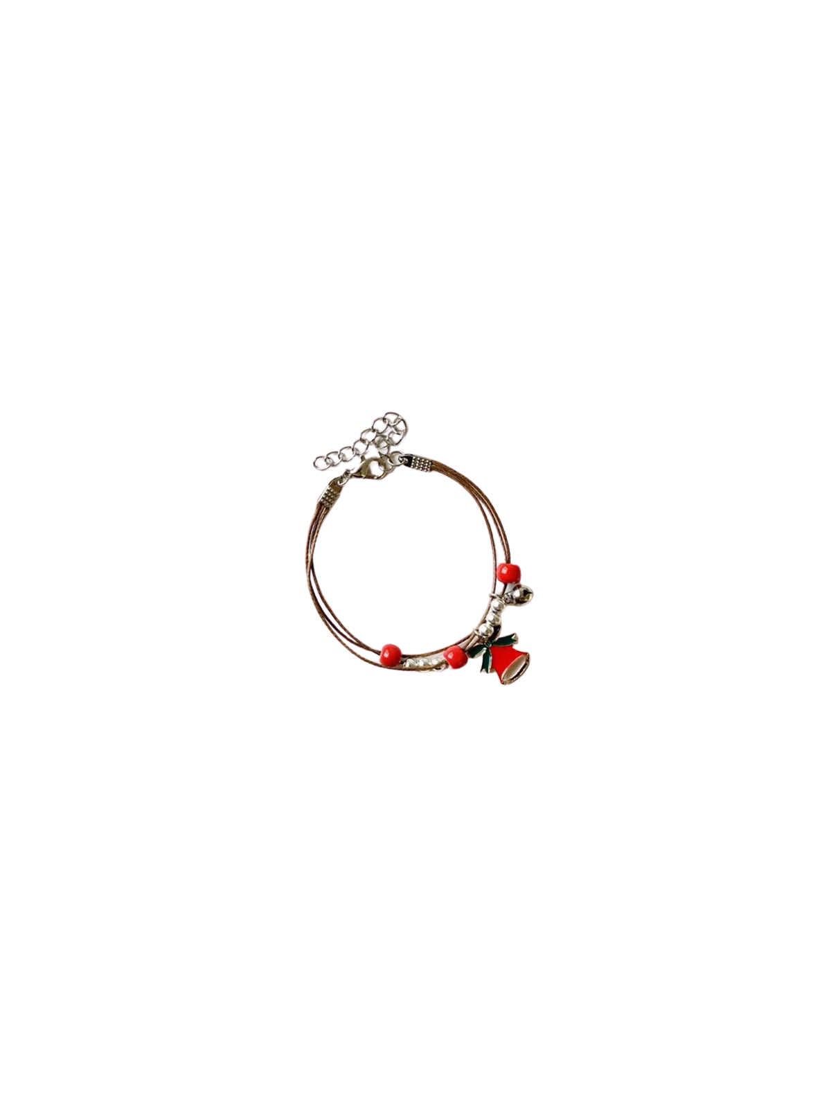 pulsera cuero con varias tiras y abalorios de la navidad