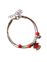 pulsera cuero con varias tiras y abalorios de la navidad