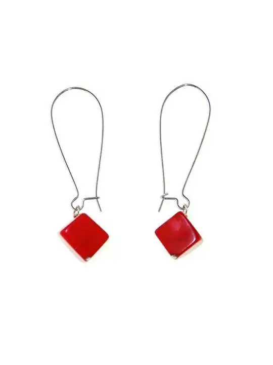 Pendientes cubo de coral rojo