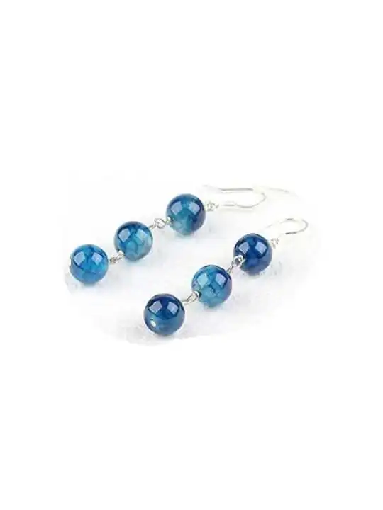 Pendientes bolitas de agata azul