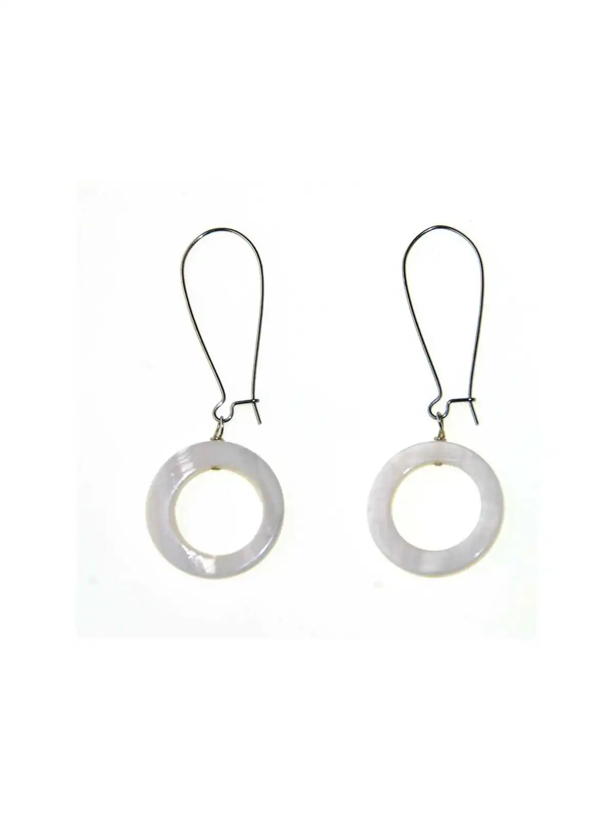 Pendientes XL plateados con disco de nacar