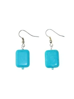 pendientes con dado howlita color turquesa