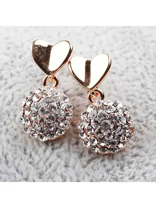 Pendintes de circonitas y corazón dorado