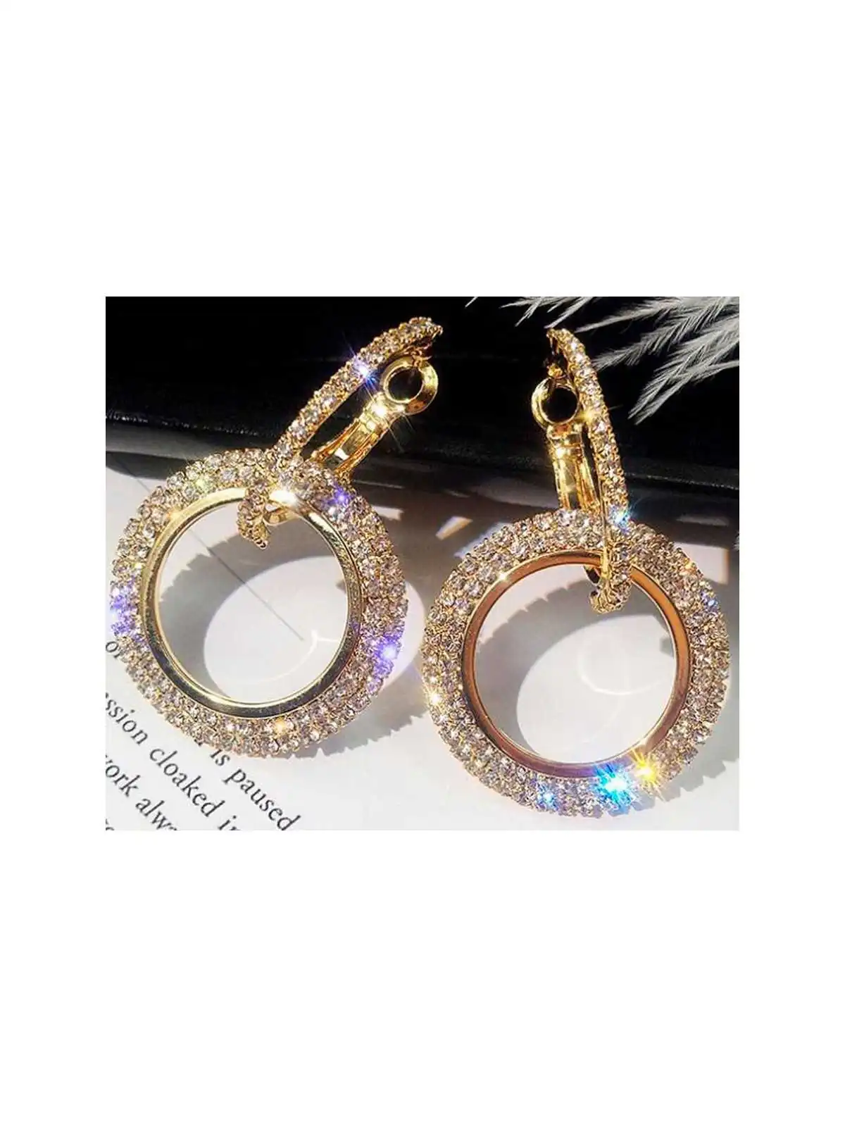 Pendientes doble disco de circonitas