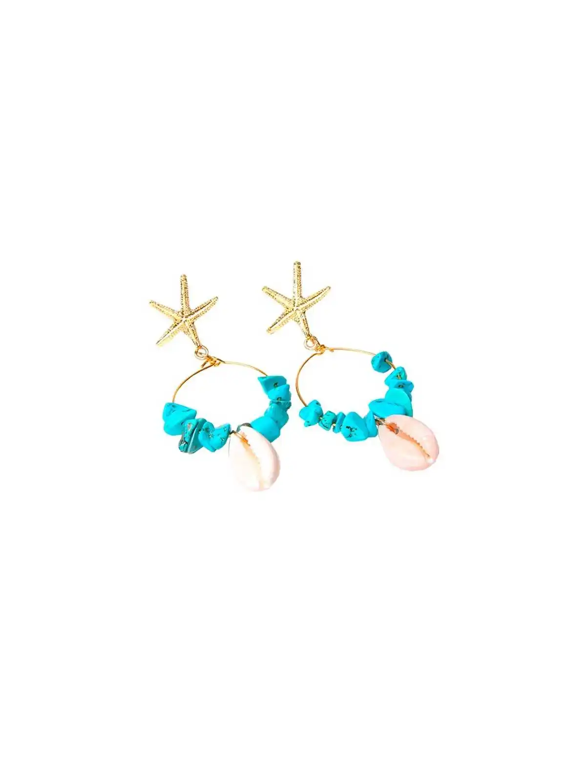 Arracadas de ho wlita azul y concha marina