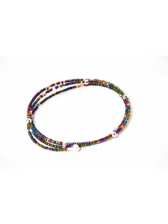 pulsera memoria con chaquiras violeta
