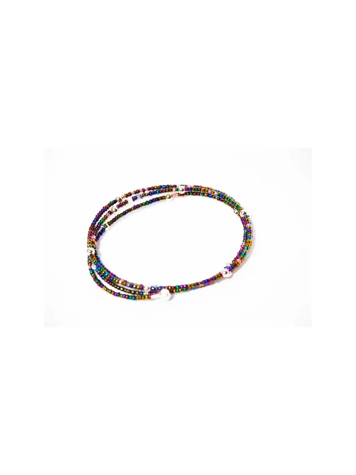pulsera memoria con chaquiras violeta