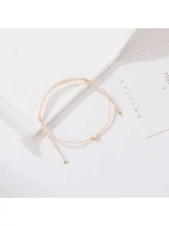 pulsera de la amistad cordon beige con corazon