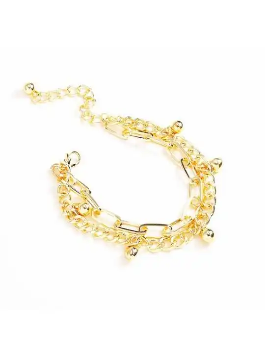 doble pulsera dorada de eslabones