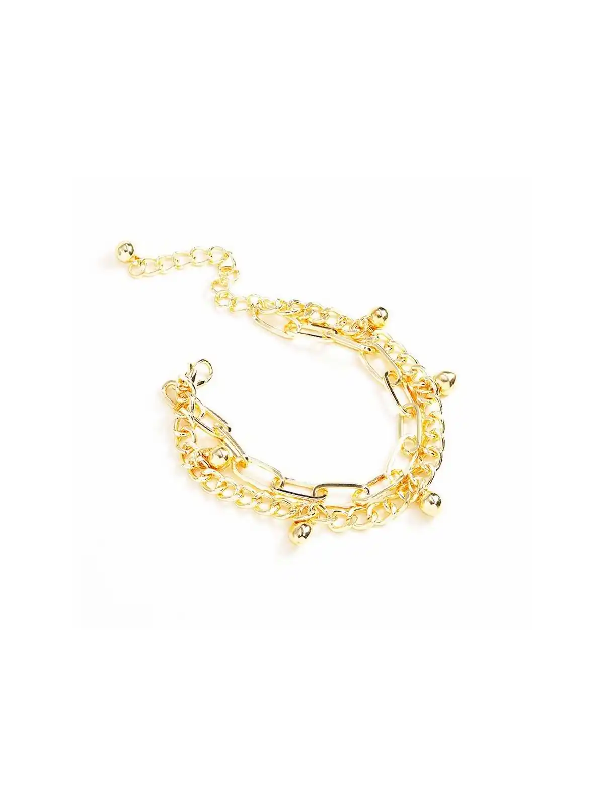 doble pulsera dorada de eslabones