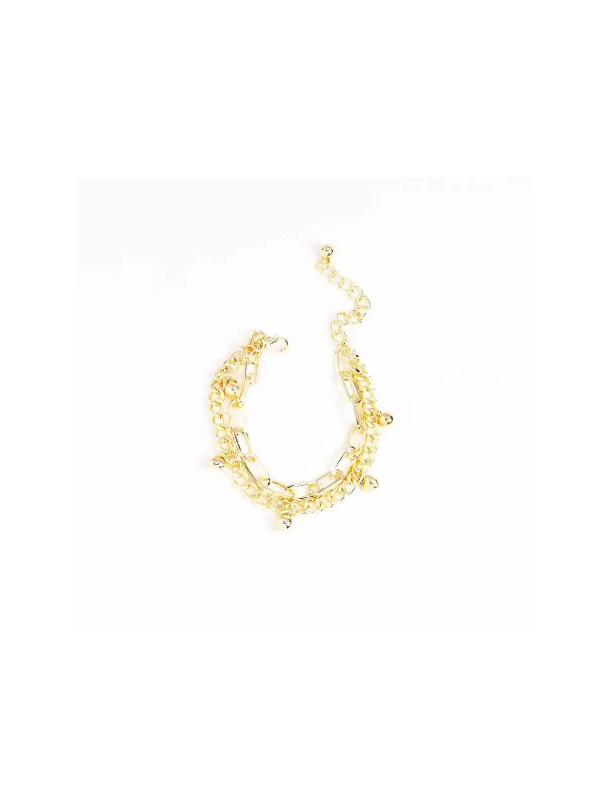 pulsera doble de eslabones dorados