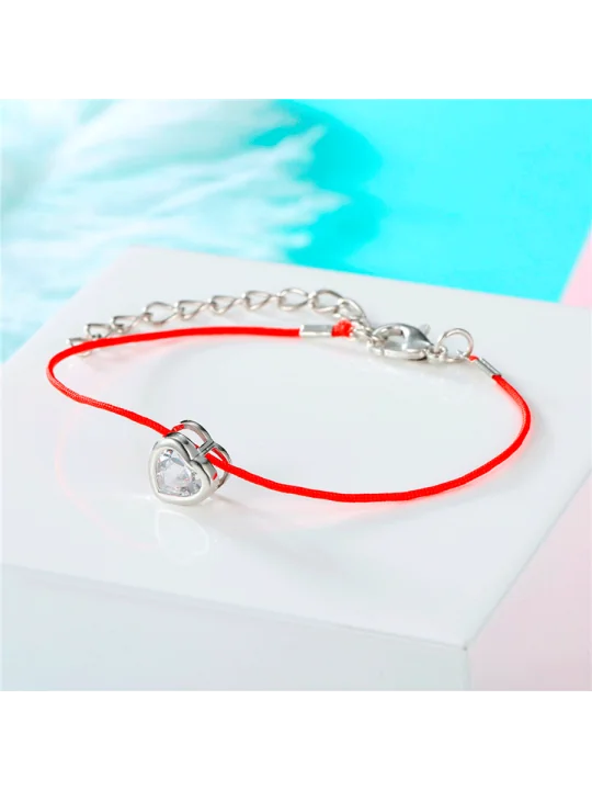 pulsera con cordon rojo y circonita 
