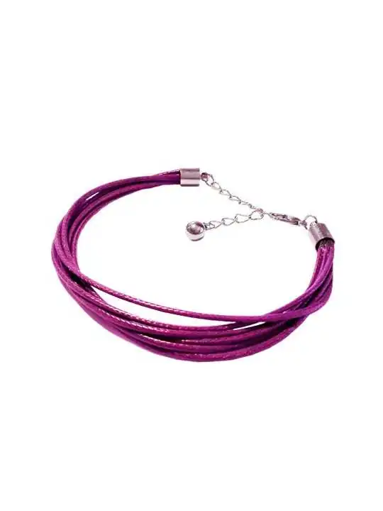pulsera multitira de cuero violeta 