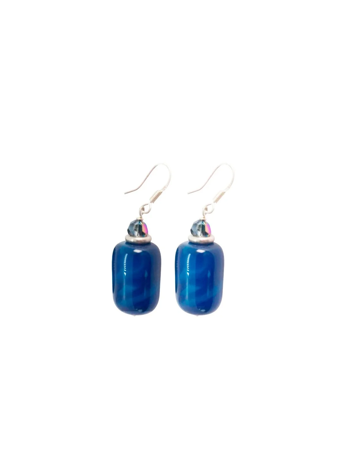 Perndientes cilindros agatas azules