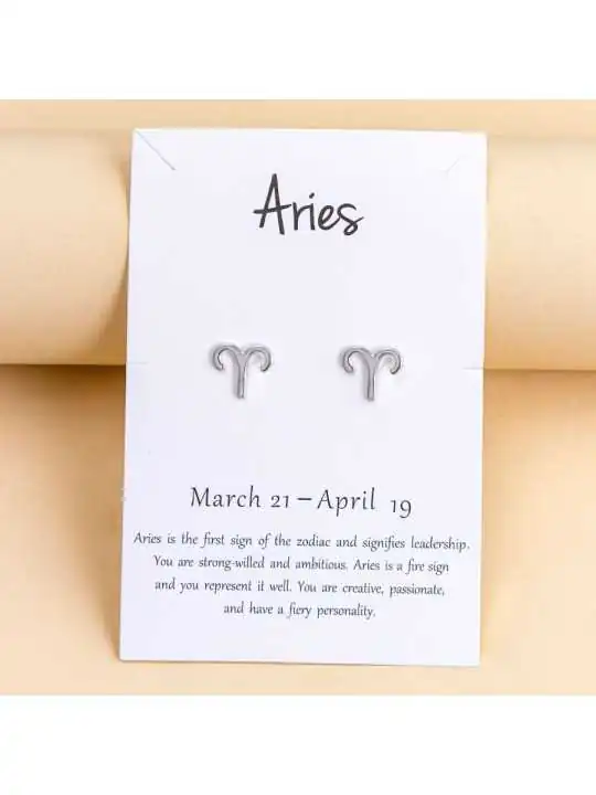 pendientes plateados aries