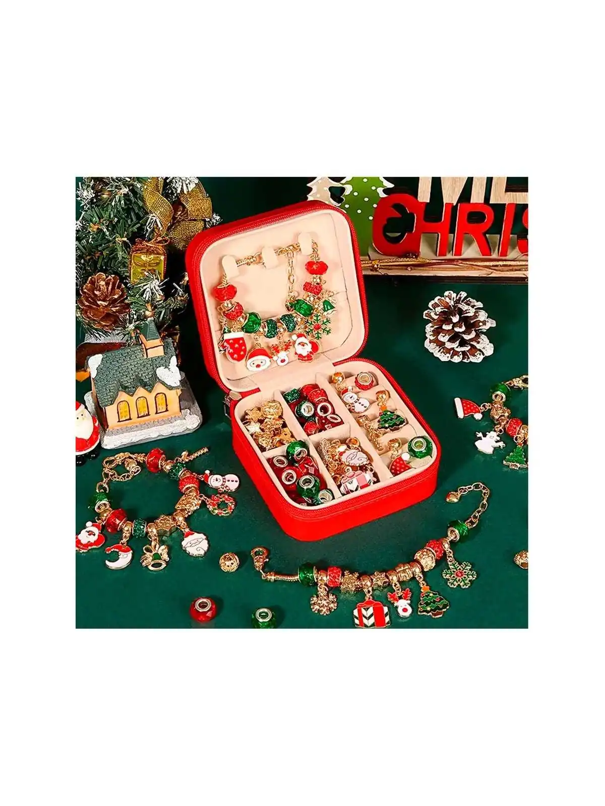 kit caja roja bisuteria de la navidad