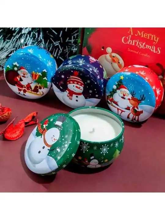 velitas de la navidad en caja hojalata