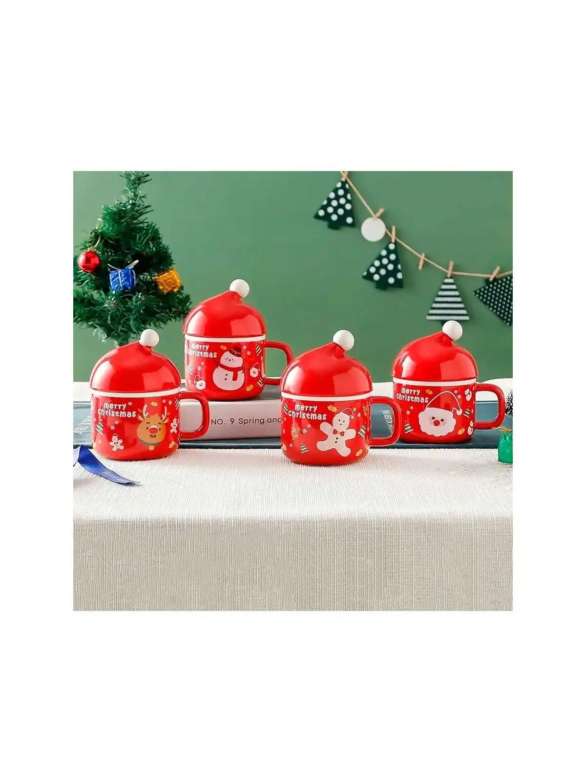 tazas de la navidad con gorro