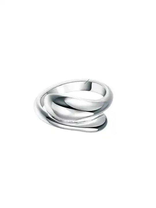 anillo gota de agua plateado
