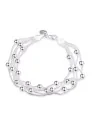 brazalete multihilos de bolitas plateadas