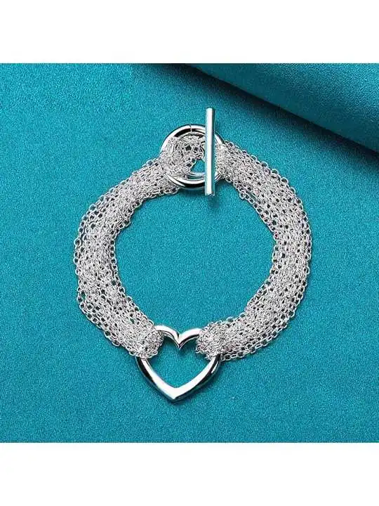 brazalete multicadena plateado 