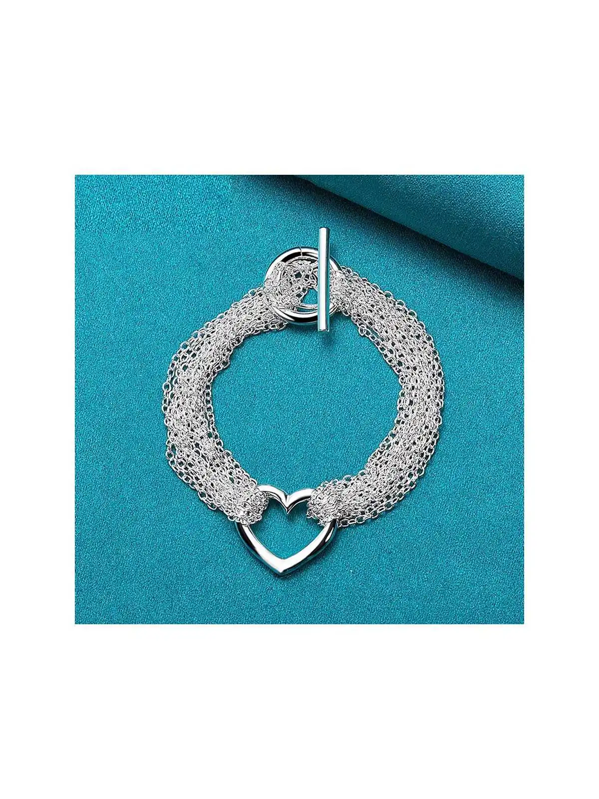 brazalete multicadena plateado 