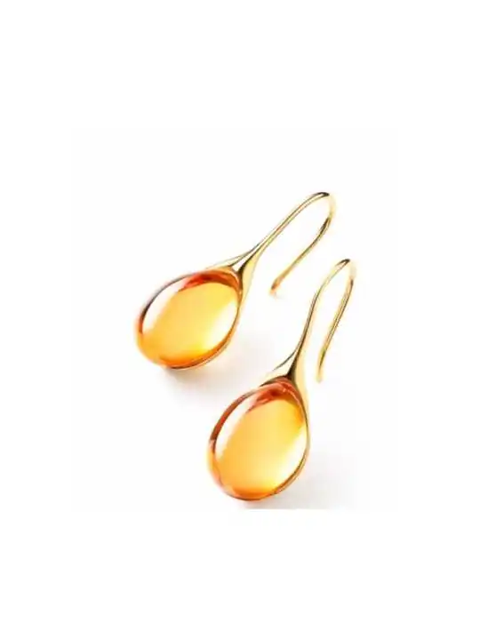 pendintes gotas de cristal ambar