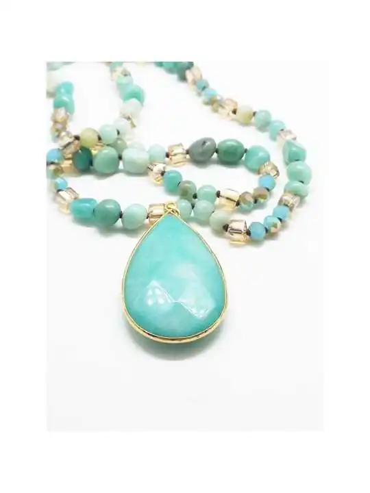 collar piedra del amazonas con colgante 
