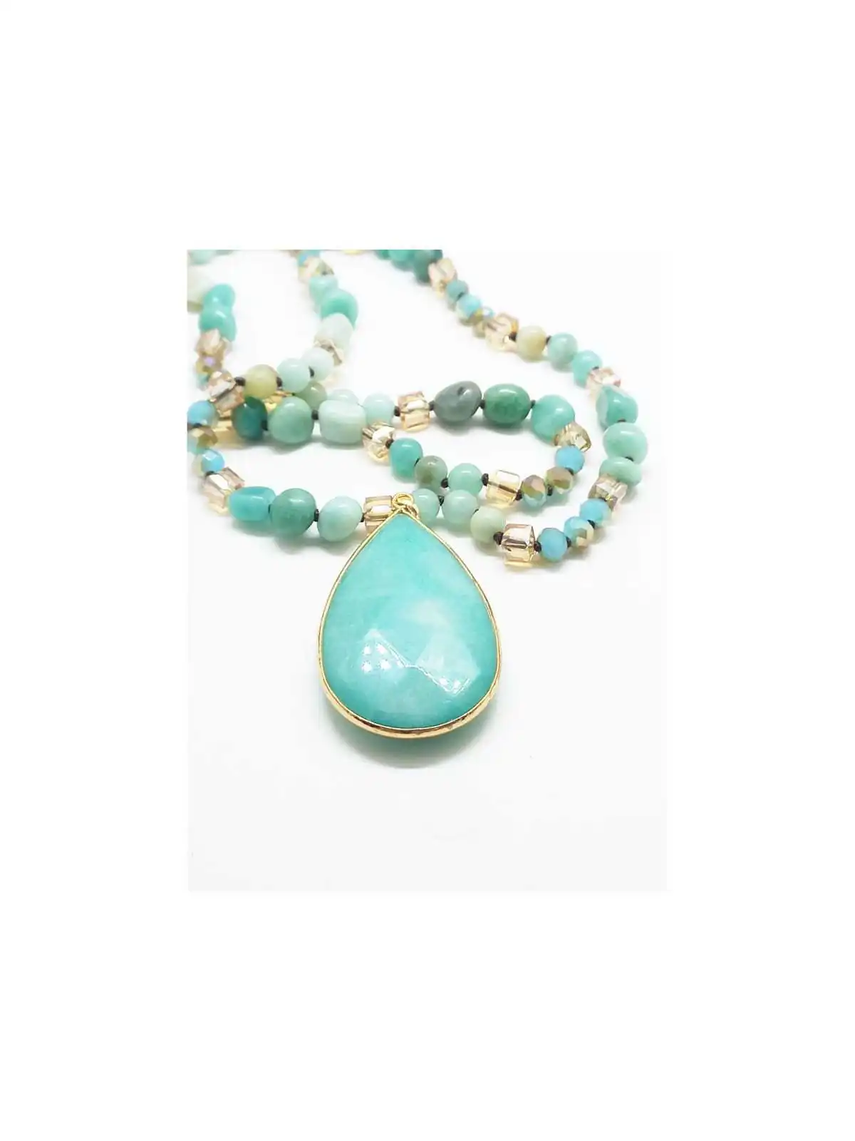 collar piedra del amazonas con colgante 