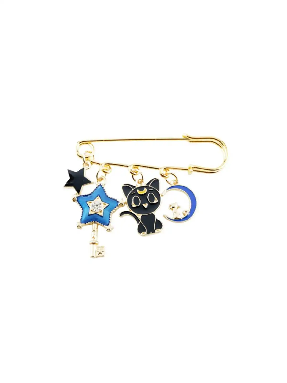 Broche imperdible gatito y luna